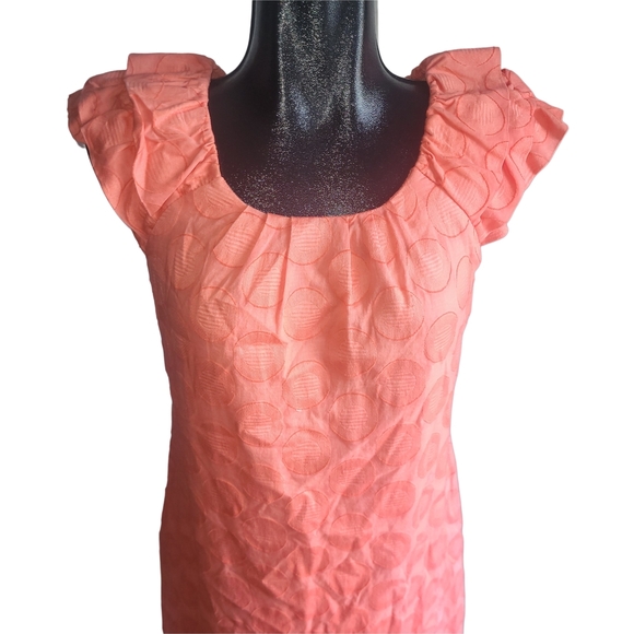 Dressbarn Orange Short Ruffle Sleeve Dress 12 - Picture 2 of 7